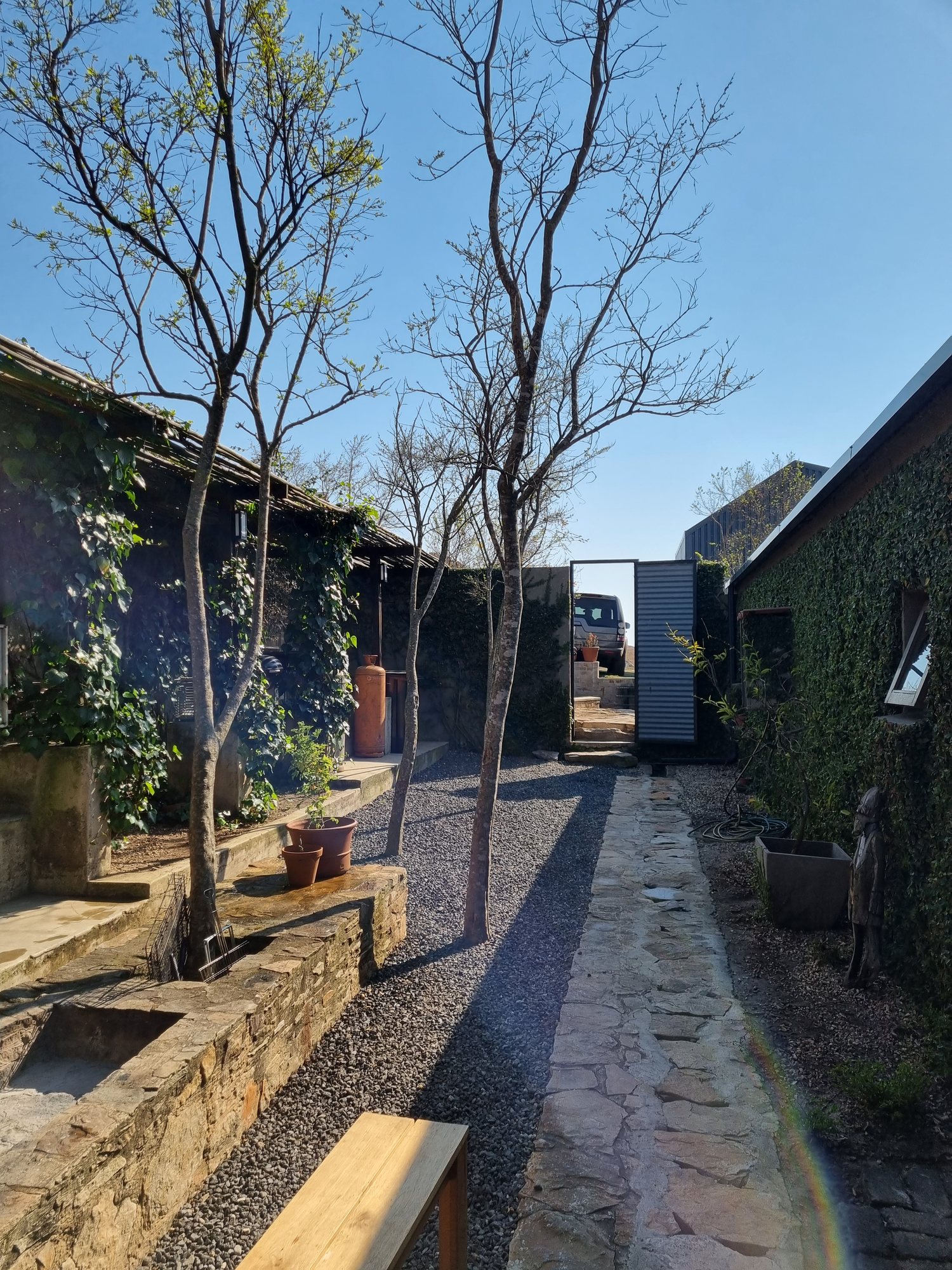 Covered breezeway between the buildings