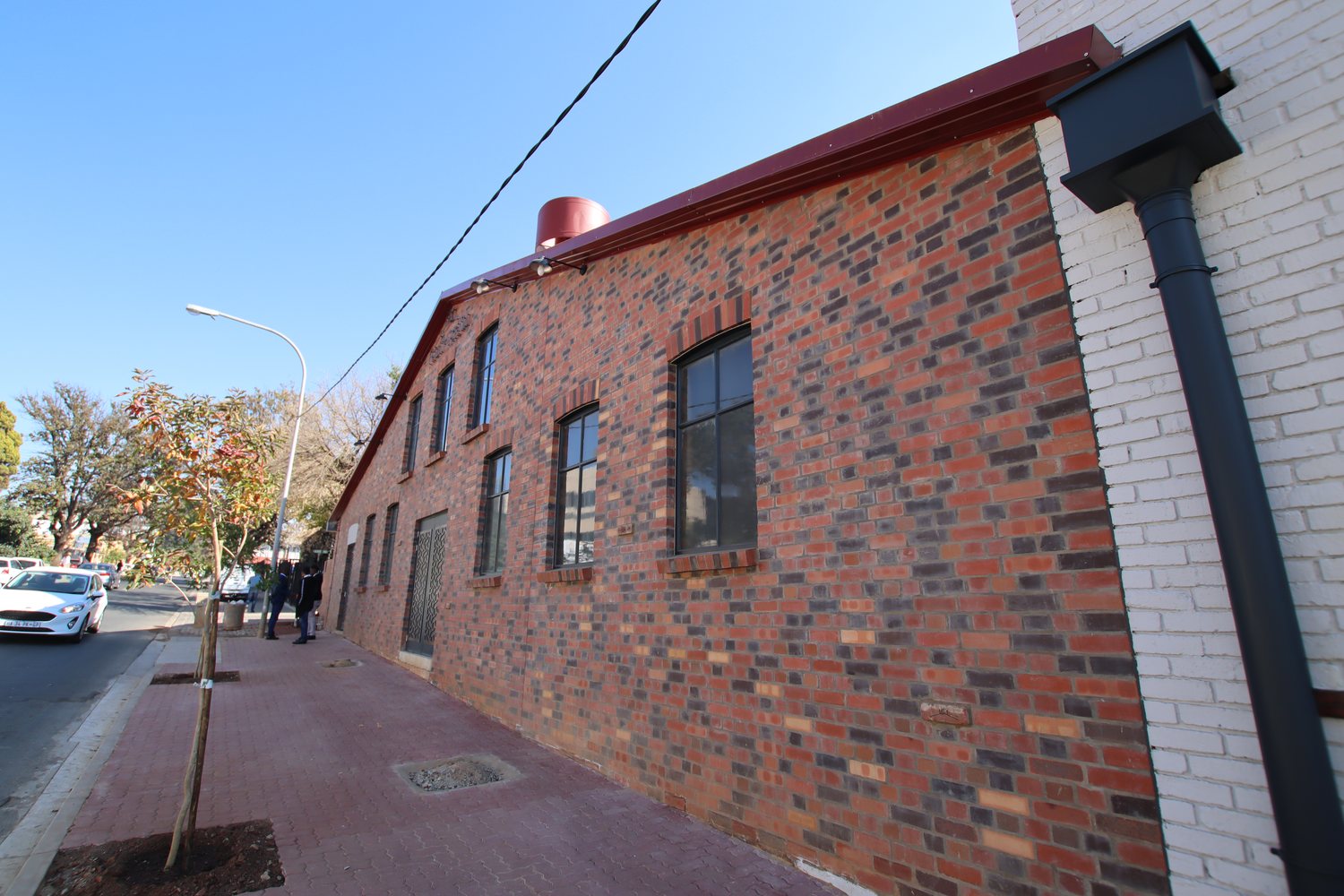 Brick facade of the reinstated building